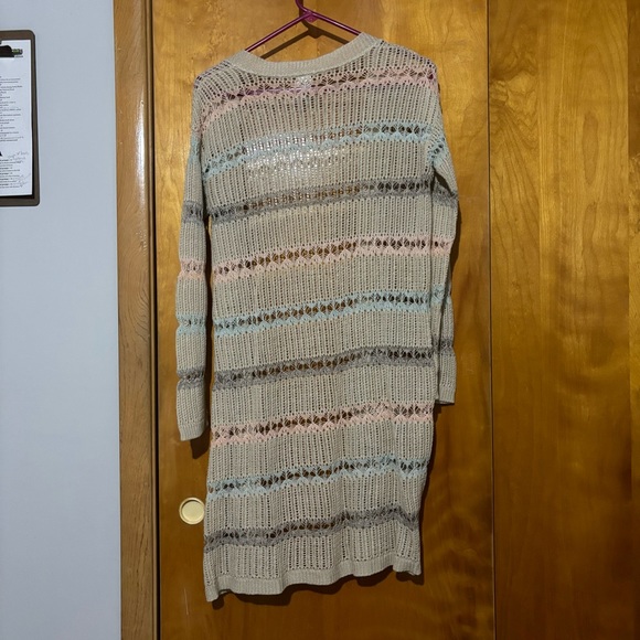 Vanity Beige Cardigan w/Pink, Gray & Blue Stripes - Picture 3 of 4